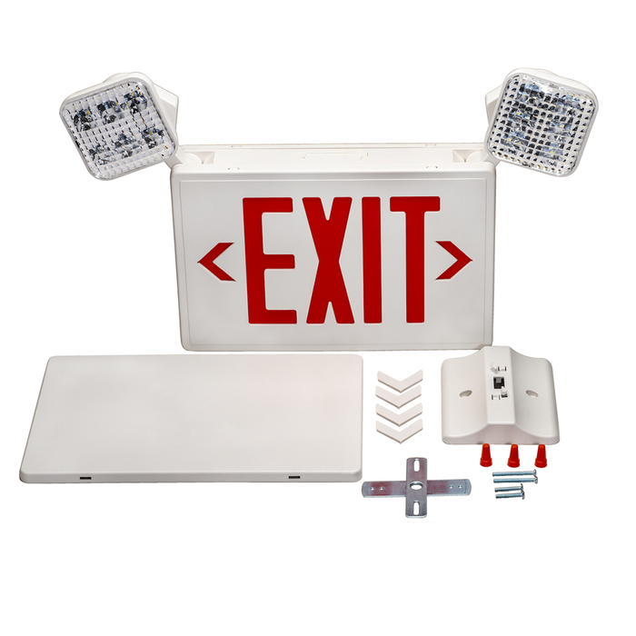 Topaz ESC/LED/RW LED Exit/Emergency Combination Red Letters 90-Minute Battery Backup 2-Track Or Swivel Adjustable Heads Single Or Double Sided White (T75139)