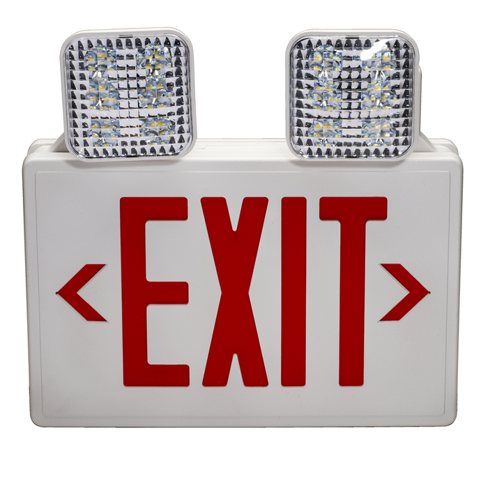 Topaz ESC/LED/RW LED Exit/Emergency Combination Red Letters 90-Minute Battery Backup 2-Track Or Swivel Adjustable Heads Single Or Double Sided White (T75139)