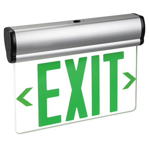 Topaz ESEL/DFS/GMR/B LED Edgelit Exit Mirror Green Letters Double Face Aluminum Housing Surface Mount Canopy 90-Minute Battery Backup (T71100)