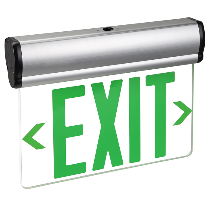 Topaz ESEL/SFS/GCL/B LED Edgelit Exit Clear Green Letters Single Face Aluminum Housing Surface Mount Canopy 90-Minute Battery Backup (T71099)