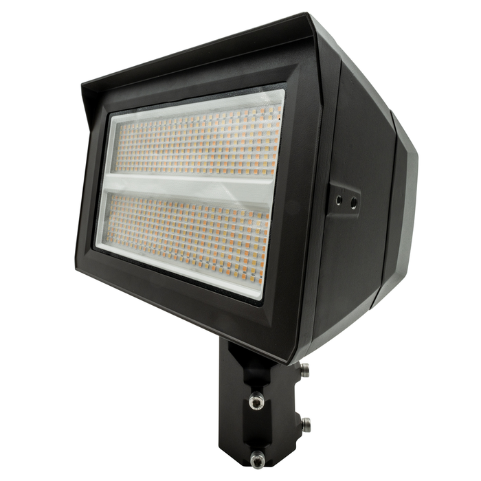Topaz FL-200PCS-SFYK LED Flood Power/CCT Selectable 120W/150W/200W 3000K/4000K/5000K 120-277V Dimmable Slipfitter And Yoke Mount Photocell Bronze (T76854)