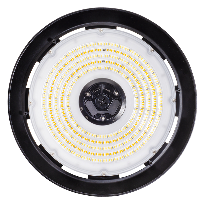Topaz HBC-200W-PCTS-BL Round LED High Bay Power/CCT Selectable 150W/180W/200W 4000K/5000K 120-277V 90 Degree Optical Lens Black (T73569)