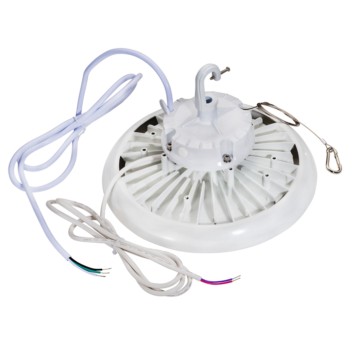 Topaz HBC-200W-PCTS-WH Round LED High Bay Power/CCT Selectable 150W/180W/200W 4000K/5000K 120-277V 90 Degree Optical Lens White (T73570)