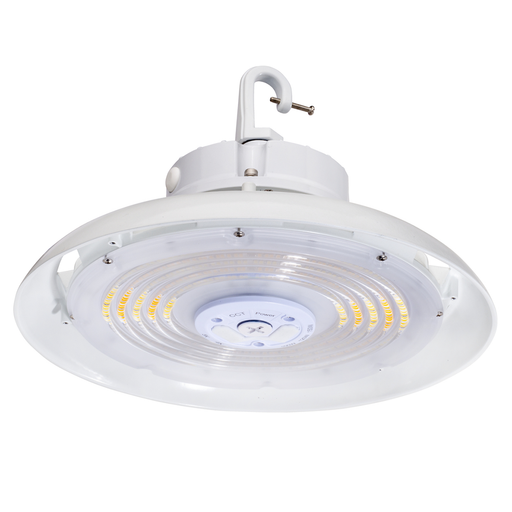 Topaz HBC-200W-PCTS-WH Round LED High Bay Power/CCT Selectable 150W/180W/200W 4000K/5000K 120-277V 90 Degree Optical Lens White (T73570)