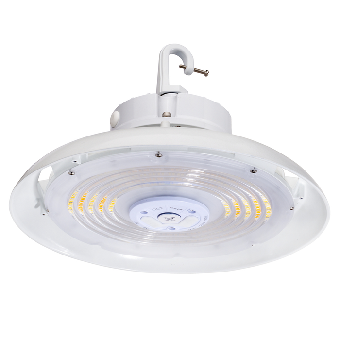 Topaz HBC-200W-PCTS-WH Round LED High Bay Power/CCT Selectable 150W/180W/200W 4000K/5000K 120-277V 90 Degree Optical Lens White (T73570)