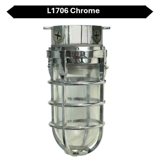 Topaz L1706CH Vaportight Industrial Jelly Jar Ceiling Mount Incandescent/LED Lamp Ready Chrome E26 Socket (TX4105)
