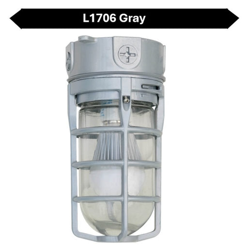 Topaz L1706 Vaportight Industrial Jelly Jar Ceiling Mount Incandescent/LED Lamp Ready Gray E26 Socket (TX4101)