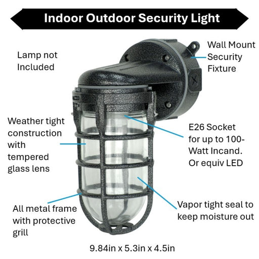 Topaz L1707SVBLK Wall Mount Incandescent/LED Lamp Ready Jelly Jar With E26 Socket Black (TX4108)