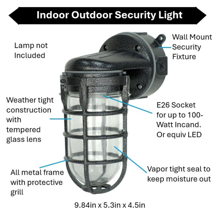 Topaz L1707SVBLK Wall Mount Incandescent/LED Lamp Ready Jelly Jar With E26 Socket Black (TX4108)