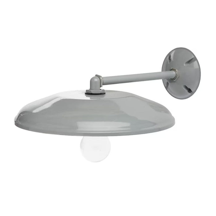 Topaz L1711 Lamp Ready Farmhouse Metal Fixture 12 Inch Bowl Reflector E26 Socket With Arm And Wall Plate Gray (TX4110)