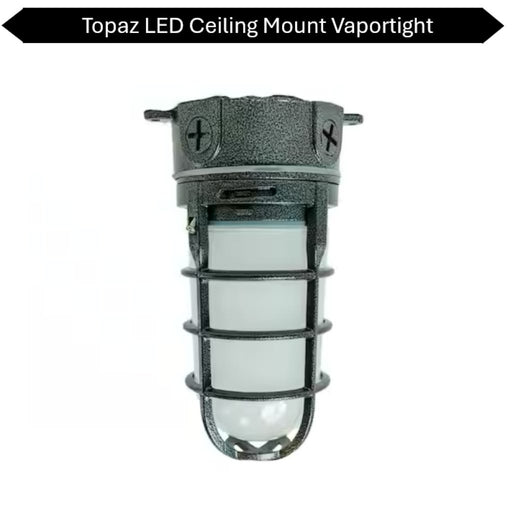 Topaz L17VP06BLK LED Vaportight Black Ceiling Mount Fixture 15W 850Lm 4000K 120V (TX4121)