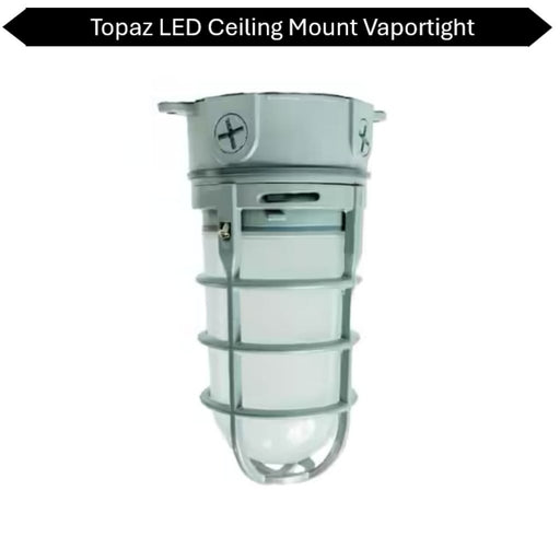 Topaz L17VP06G LED Vaportight Gray Ceiling Mount Fixture 15W 850Lm 4000K 120V (TX4123)