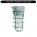 Topaz L17VP06G LED Vaportight Gray Ceiling Mount Fixture 15W 850Lm 4000K 120V (TX4123)