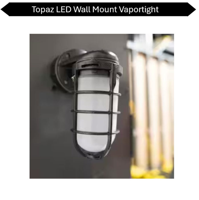 Topaz L17VP07BLK LED Vaportight Black Wall Mount Fixture 15W 850Lm 4000K 120V (TX4125)