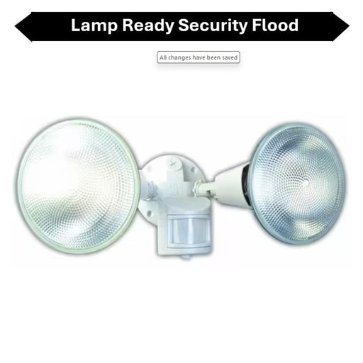 Topaz L5999WH Lamp Ready 2-Head Security Flood White 110 Degree Motion Sensor Use [2] 60W Maximum Incandescent Or LED Bulb [Not Included] (TX4129)