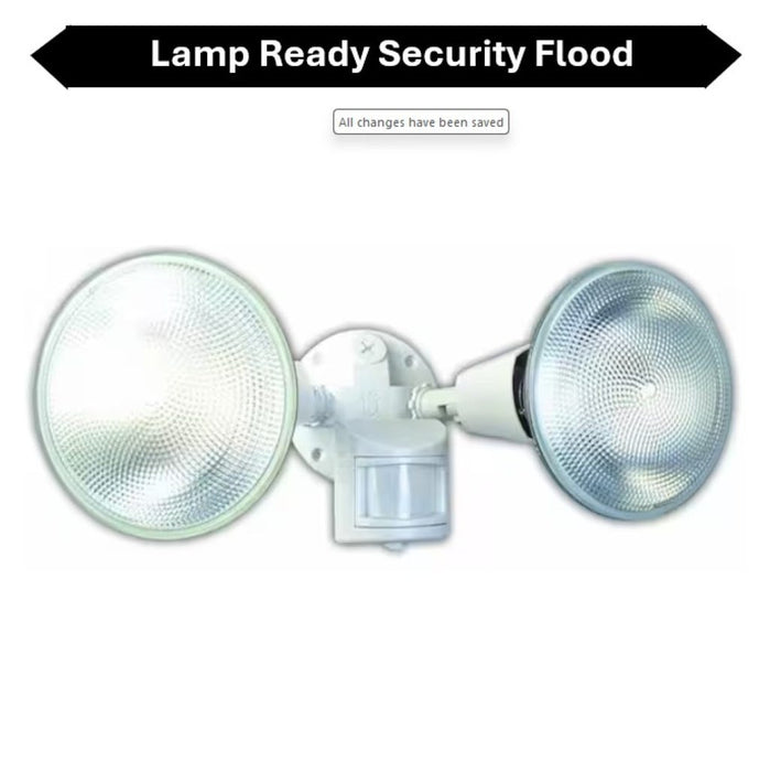 Topaz L5999WH Lamp Ready 2-Head Security Flood White 110 Degree Motion Sensor Use [2] 60W Maximum Incandescent Or LED Bulb [Not Included] (TX4129)