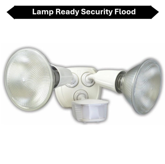 Topaz L6003WH Lamp Ready 2-Head Security Flood White 180 Degree Motion Sensor Use [2] 125W Maximum Incandescent Or LED Bulb [Not Included] (TX4132)