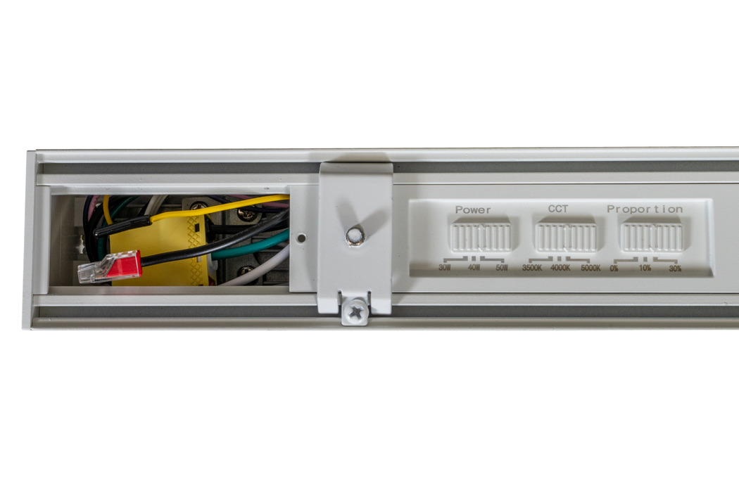 Topaz LSA4P-50PCS-EM-WH 4 Foot Architectural LED Linear Strip Power/CCT Selectable 30W/40W/50W 3500K/4000K/5000K 120-277V 0-10V Dimming Emergency Backup White (T77051)
