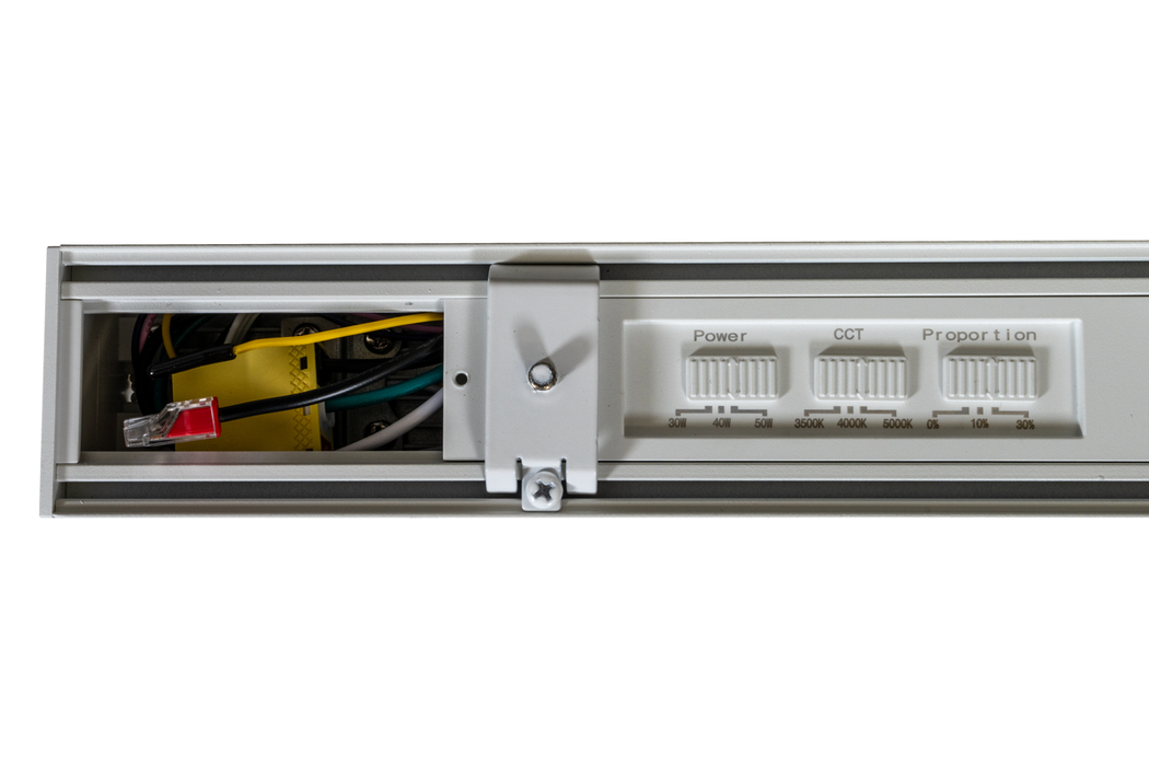 Topaz LSA4P-50PCS-WH 4 Foot Architectural LED Linear Strip Power/CCT Selectable 30W/40W/50W 3500K/4000K/5000K 120-277V 80 CRI 0-10V Dimming Up-Down Light White (T77050)