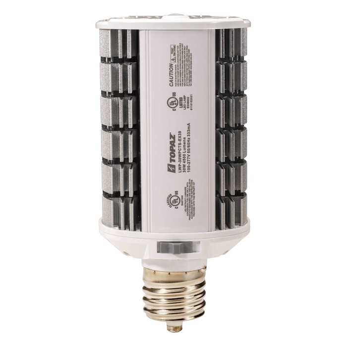 Topaz LWP-30WPCTS-EX39 LED Wall Pack/Area Lamp EX39 Base Wattage/CCT Selectable 10W/20W/30W 3000K/4000K/5000K 85 CRI 180 Degree Beam Angle Non-Dimmable 120-277V (T73514)