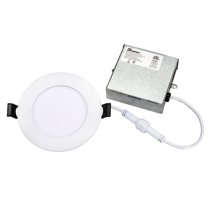 Topaz RDL/4RND/9/5CTS 4 Inch LED Canless Downlight 9W 550Lm CCT Selectable 2700K/3000K/3500K/4000K/5000K 90 CRI 120V Dimmable White 60W Equivalent (T70885)
