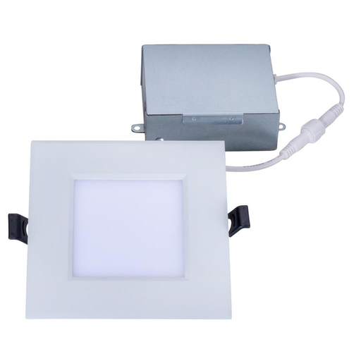Topaz RDL/4SQ/9/5CTS-46 4 Inch LED Canless Square Downlight 9W 570Lm CCT Selectable 2700K/3000K/3500K/4000K/5000K 90 CRI 120V Dimmable White 50W Equivalent (T71130)