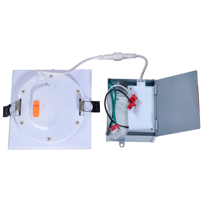 Topaz RDL/4SQ/9/5CTS-46 4 Inch LED Canless Square Downlight 9W 570Lm CCT Selectable 2700K/3000K/3500K/4000K/5000K 90 CRI 120V Dimmable White 50W Equivalent (T71130)