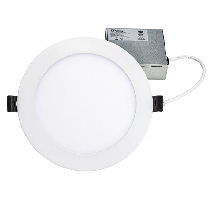 Topaz RDL/6RND/12/5CTS 6 Inch LED Canless Downlight 12W 850Lm CCT Selectable 2700K/3000K/3500K/4000K/5000K 90 CRI 120V Dimmable White 75W Equivalent (T70886)