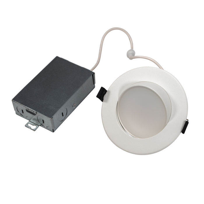 Topaz RDL4-ADJ-7W-CS 4 Inch LED Adjustable Canless Downlight 7W 580Lm CCT Selectable 2700K/3000K/3500K/4000K/5000K 90 CRI 120V Dimmable White 50W Equivalent (T76865)