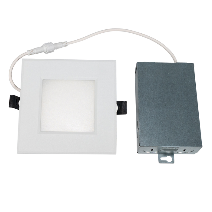 Topaz RDL4-SQ-7W-CS 4 Inch LED Canless Square Downlight 7W 590Lm CCT Selectable 2700K/3000K/3500K/4000K/5000K 90 CRI 120V Dimmable White 50W Equivalent (T76862)