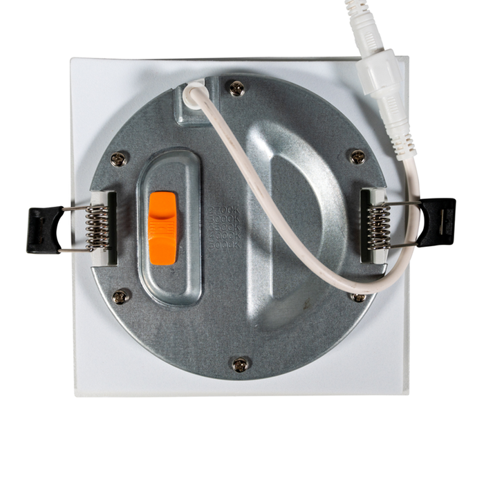 Topaz RDL4-SQ-7W-CS 4 Inch LED Canless Square Downlight 7W 590Lm CCT Selectable 2700K/3000K/3500K/4000K/5000K 90 CRI 120V Dimmable White 50W Equivalent (T76862)