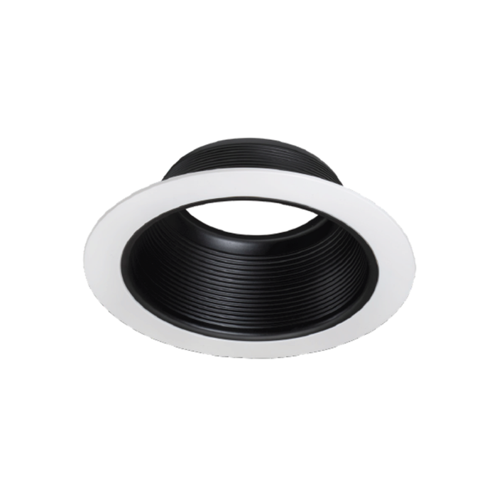 Topaz RT602BL/WH-OV6-28 6 Inch Can Trim Black Baffle Reflector/Wide White Trim Ring To Accommodate BR40/R40 Incandescent Lamps Or LED Equivalent (T75104)