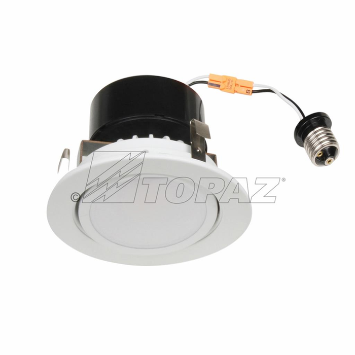 Topaz RTL/437WH/90/D-28 4 Inch LED Recessed Downlight Gimbal Trim 8W 3000K 620Lm 90 CRI 120V Dimmable White (T79707)