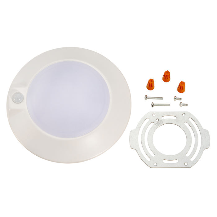 Topaz SDL6-14W-30K-WH-MS 6 Inch LED Surface Mount Disk Light 3000K 14W 990Lm 90 CRI 120V Non-Dimmable White Integrated Motion Sensor (T73329)