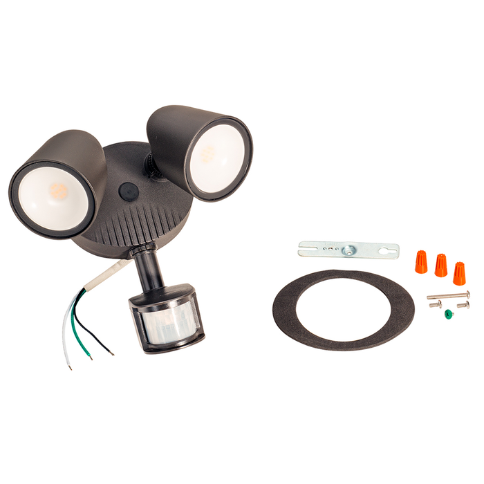 Topaz SL/24W/40K/BZ/MS 24W LED Outdoor Security 2-Head Flood Light 24W 4000K 2000Lm 80 CRI 120V Bronze With Motion Sensor (T72990)