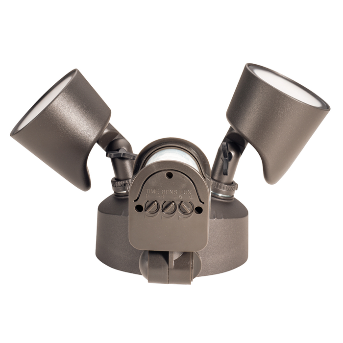 Topaz SL/24W/40K/BZ/MS 24W LED Outdoor Security 2-Head Flood Light 24W 4000K 2000Lm 80 CRI 120V Bronze With Motion Sensor (T72990)