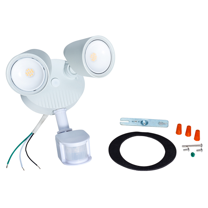 Topaz SL/24W/40K/WH/MS 24W LED Outdoor Security 2-Head Flood Light 24W 4000K 2000Lm 80 CRI 120V White With Motion Sensor (T72992)