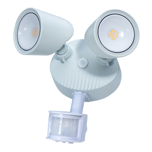 Topaz SL/24W/40K/WH/MS 24W LED Outdoor Security 2-Head Flood Light 24W 4000K 2000Lm 80 CRI 120V White With Motion Sensor (T72992)
