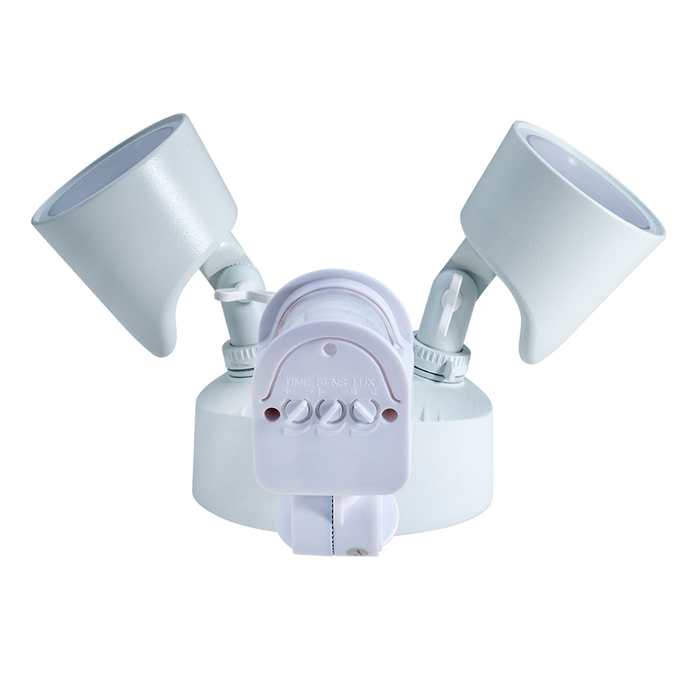 Topaz SL/24W/40K/WH/MS 24W LED Outdoor Security 2-Head Flood Light 24W 4000K 2000Lm 80 CRI 120V White With Motion Sensor (T72992)