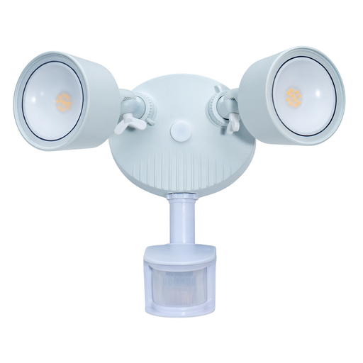 Topaz SL/24W/40K/WH/MS 24W LED Outdoor Security 2-Head Flood Light 24W 4000K 2000Lm 80 CRI 120V White With Motion Sensor (T72992)