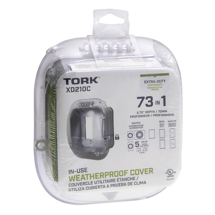 Tork Turtle Extra-Duty In-Use Weatherproof Outlet Cover Dual Gang 2.75 Inch Deep (XD210C)