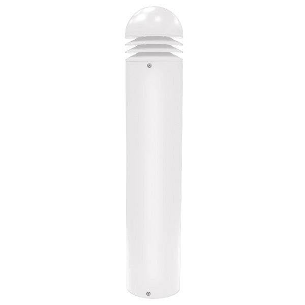 Trace-Lite External Louvered LED Bollard 42 Inch Height 35W LED Engine 360 Degree Light Distribution 5000K 347V/480Vac White Battery Backup (ELB-42-S-HVS-5K-WH-EM)