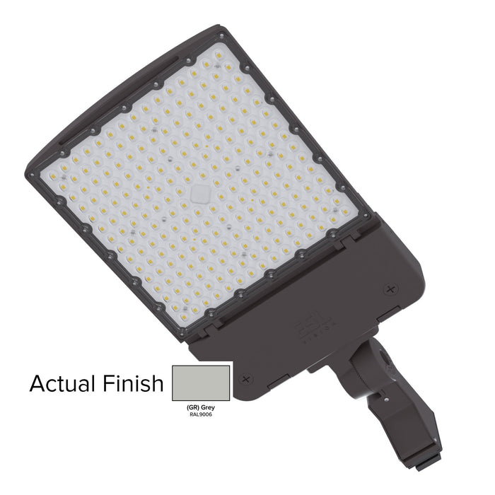 ESL Vision AL Series 320W Maximum CCT Adjustable 3000K/4000K/5000K Built In Receptacle/Shorting Cap 120-277V Photocell Universal Direct Mount T2 Left Lens Grey Finish (ESL-AL-200320W-13050-GRUDM-T2L-PC)