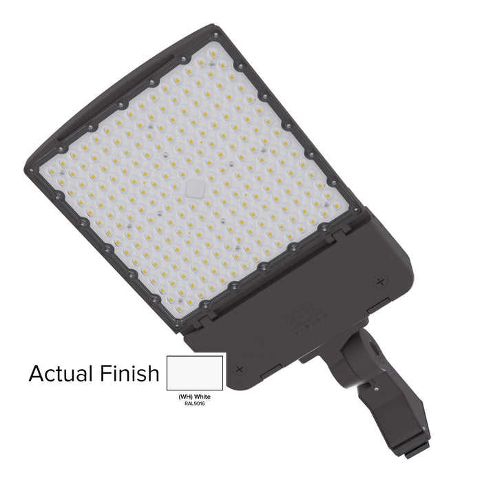 ESL Vision AL Series 320W Maximum CCT Adjustable 3000K/4000K/5000K Built In Receptacle/Shorting Cap 120-277V Photocell Universal Direct Mount T4 Right Lens White Finish (ESL-AL-200320W-13050-WHUDM-T4R-PC)