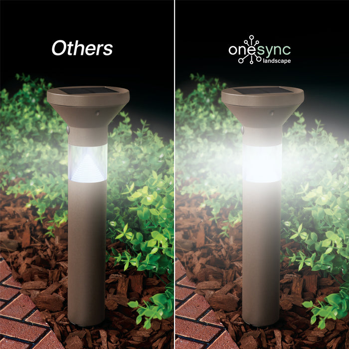 Feit Electric 12 Inch OneSync Landscape Bronze Solar Bollard Light CCT Selectable 2700K/3000K/4000K/5000K/6500K (BOLLARDSYNCSOL/BZ/RP)