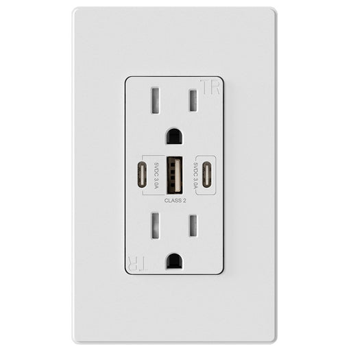MORRIS USB Receptacle Tamper Resistant 15A 125V [2] USB-C [1] USB-A White (USB-15CCA-30W)