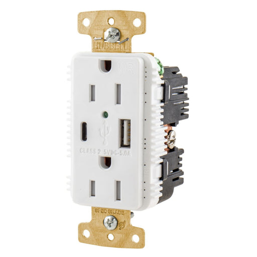 Bryant Duplex Receptacle 15A 125V And Type A And C USB Port 5A 5V Tamper Resistant-Weather Resistant White (USBB15AC5WWR)