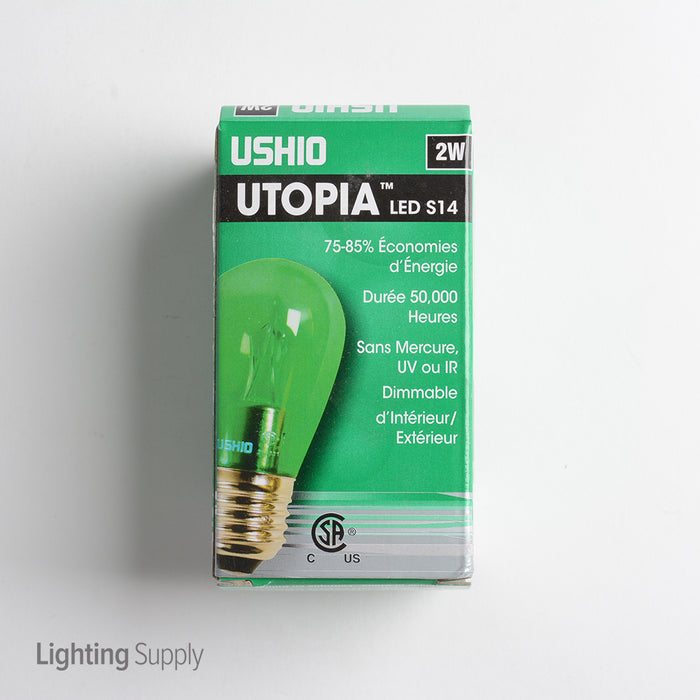 USHIO 2W S14 LED 120V Medium E26 Base Green Dimmable Bulb (1003932)