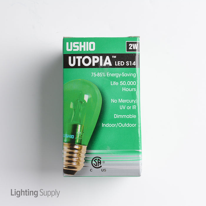 USHIO 2W S14 LED 120V Medium E26 Base Green Dimmable Bulb (1003932)