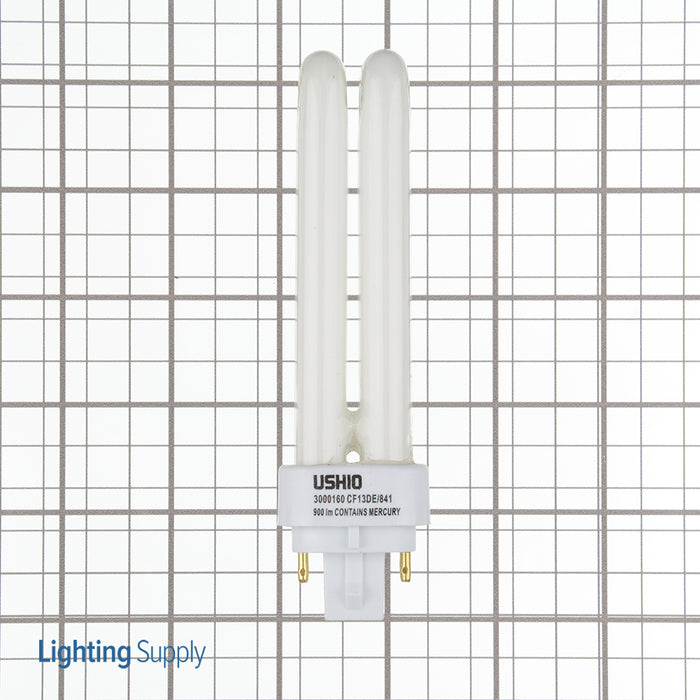 USHIO CF13DE/841 Double Tube Compact Fluorescent T4D 91V 13W G24Q-1 Base Inphos (3000160)